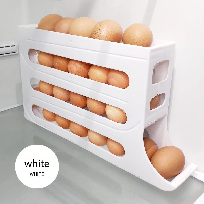 Egg Holders Dispenser for Home and Kitchen Organizer Accessories Automatic Rolling Egg Trays with 4 Tiers