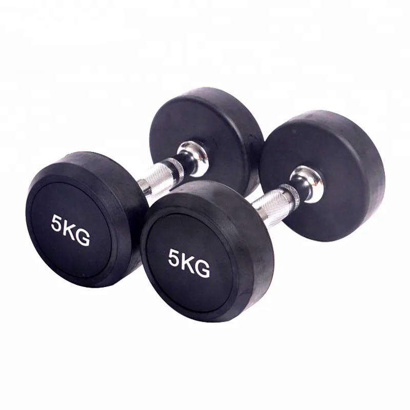 wholesale Coated Dumbbell Round Rubber Cpu Coated Cast Iron Dumbbell Round Head Rubber Dumbbell sales For Weight Lifting