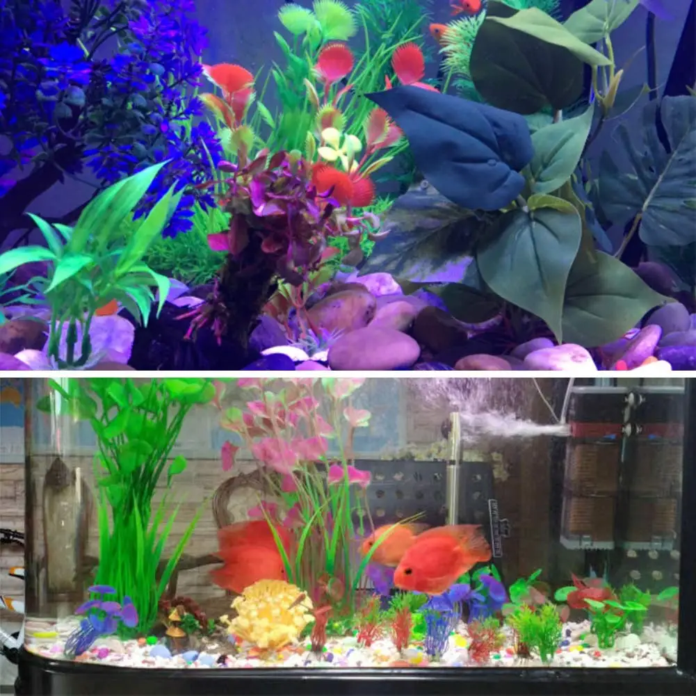 Artificial Fish Tank Decoration Artificial Aquatic Small Simulation Hydroponic Plastic  Aquarium Plants for Household and Office