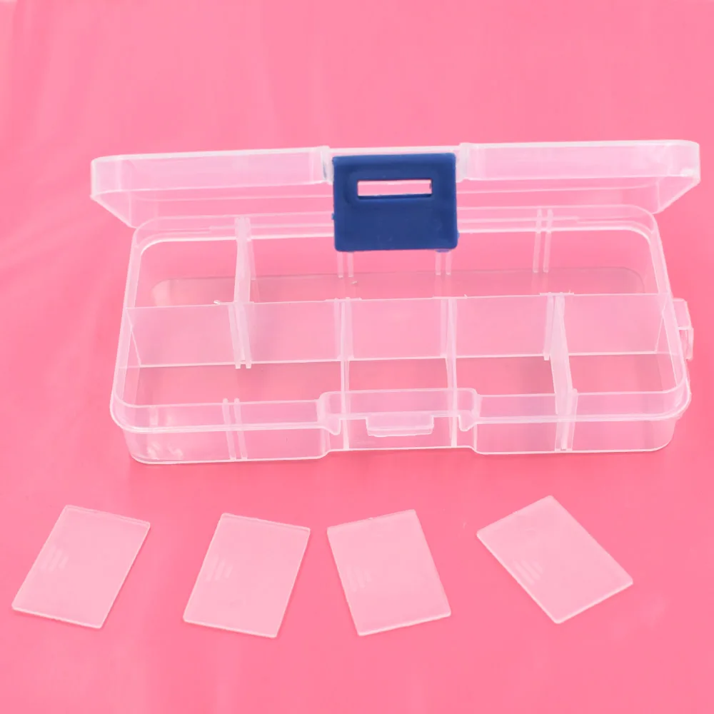 Buttons Eyelets Storage Adjustable Plastic 10/15 Compartment Storage Box Jewelry Earring Bin Case Container Boxes