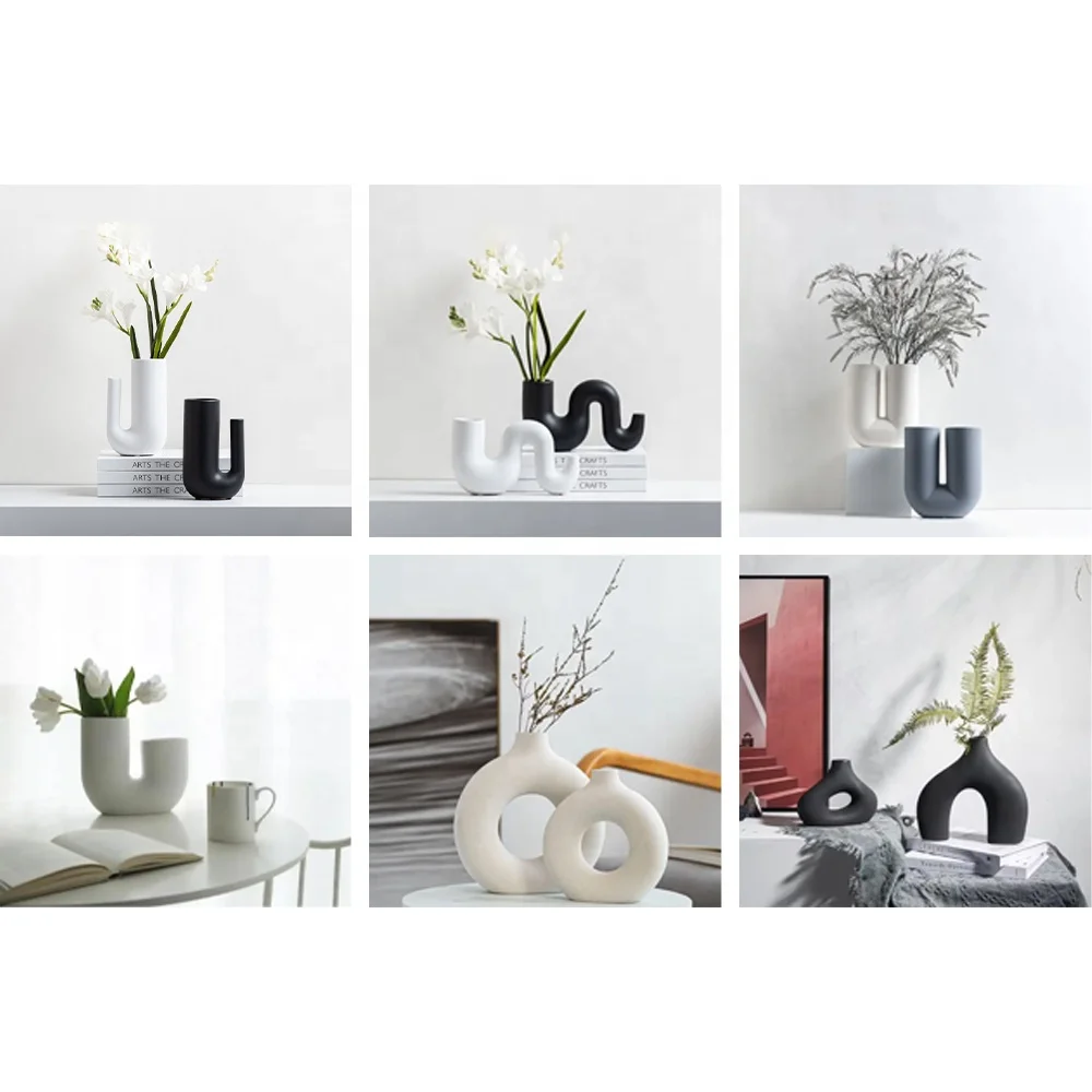 Wholesale of modern and minimalist in factories interior decoration home ceramics U-shaped customized ceramic vases
