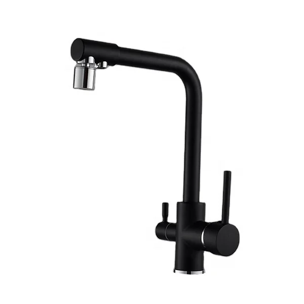 Sanitary Ware Modern Black Kitchen Sink Tap Water Filters Purifier Faucet Brass Single Lever 3 Way Kitchen Faucet