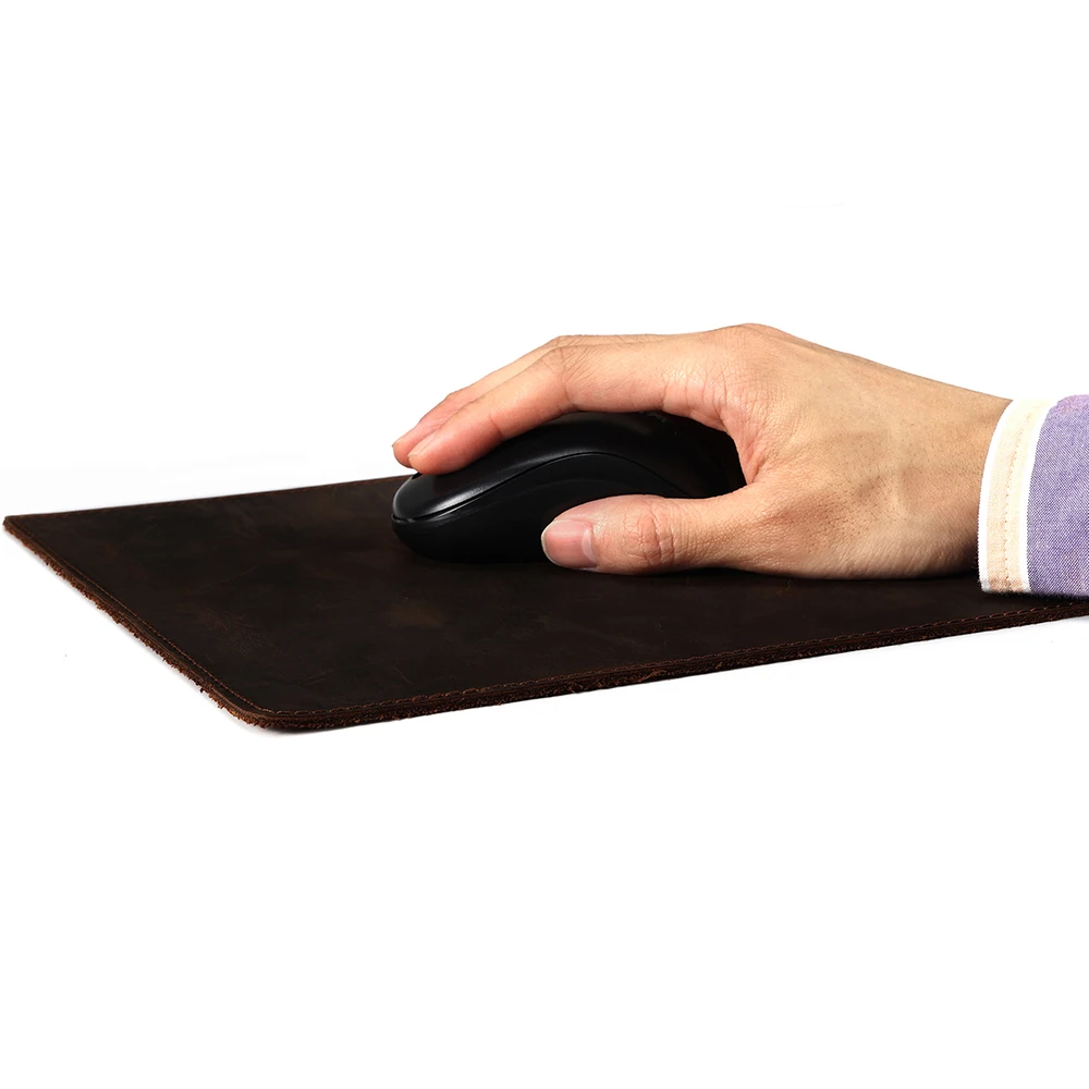 Customized square Crazy horse leather mouse pad designer office computer leather mouse pad maleness