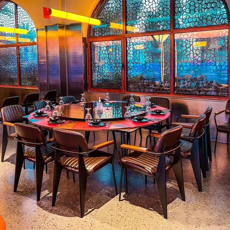 Wholesale Fast Food Modern Wooden Leather Fabric Restaurant Furniture Upholstery Dining Chair and Table Set