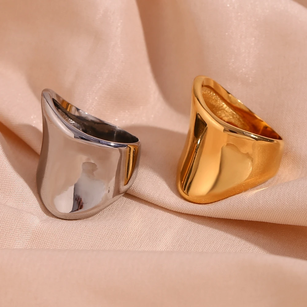 Модные ювелирные изделия персонализированное кольцо 18k Позолоченные из нержавеющей стали водонепроницаемые Нерегулярные геометрические кольца для женщин