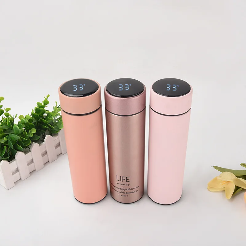 Sports Led Double Wall Thermo Smart Stainless Steel Vacuum Flask Temperature Display Water Drinking Bottle With Custom Logo