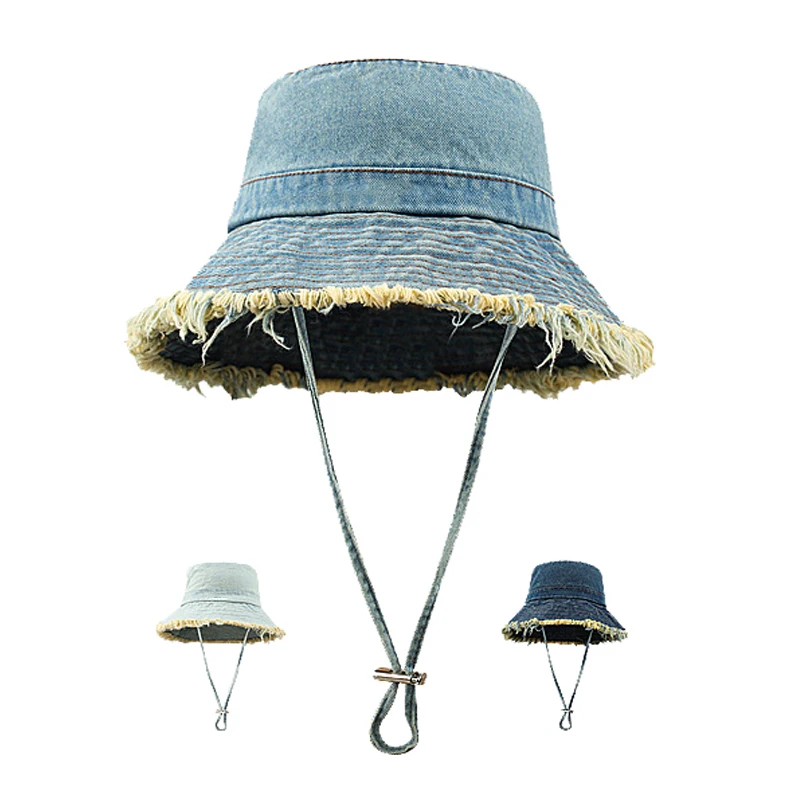High Quality Large Brim Multi Color Outdoor Unisex Cotton Denim Bucket Fisherman Hat
