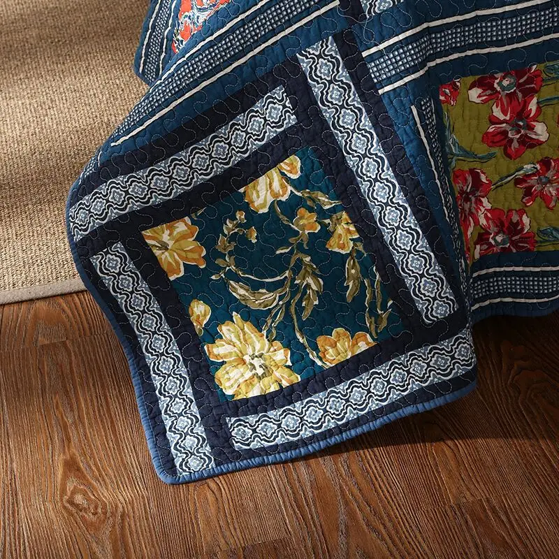 America Vintage New Simple Hand Patchwork Cotton Bedspread Pillowcase Set Super Cozy Coverlet Home Textile Bedding Blanket