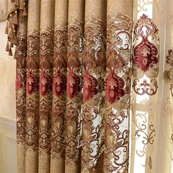 modern textured European style luxury hollowed out embroidery blackout curtain for the living room
