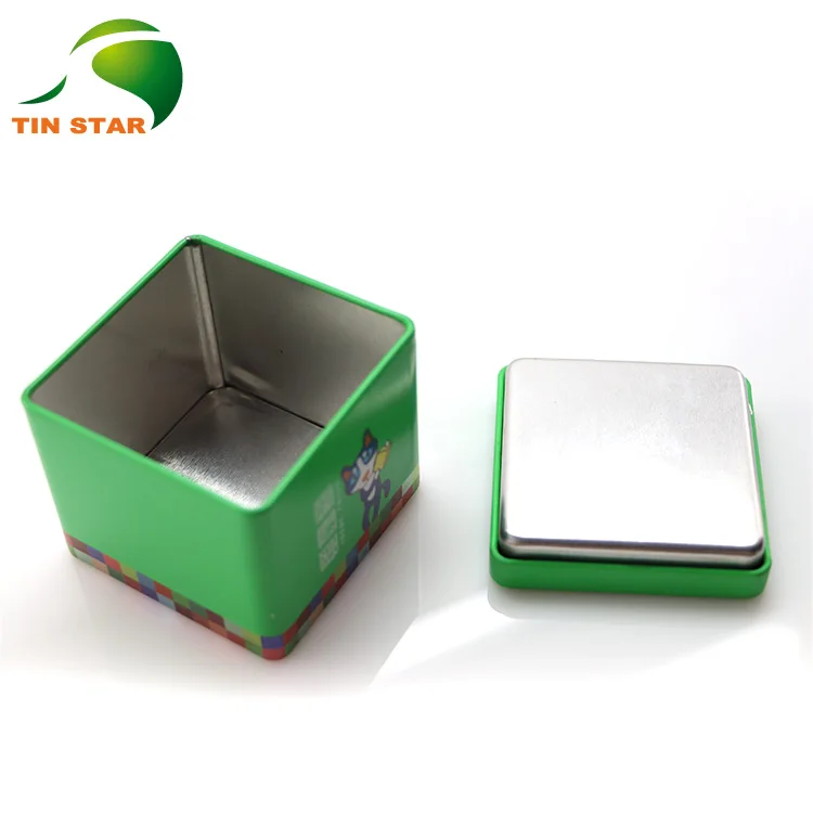 Portable Food Grade Square Empty Metal Tea Can Tin Box With Lid