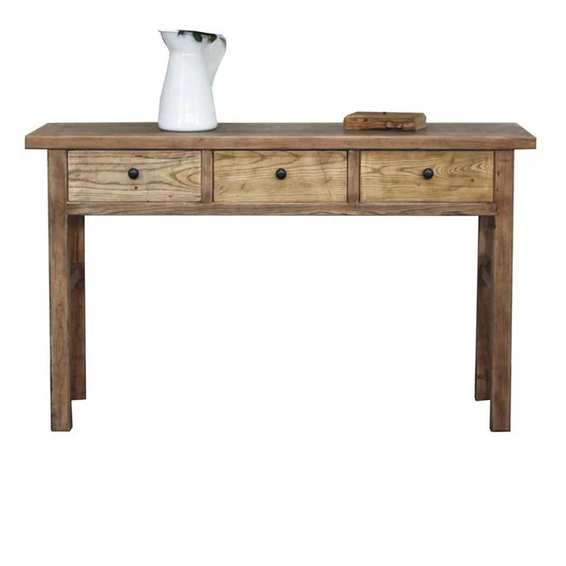 chinese antique reclaimed wood three drawers natural computer writing table