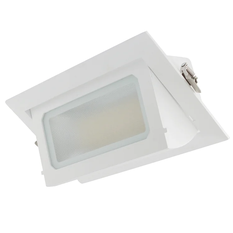 Aluminum Rectangular Trimless Recessed LED Downlight 30W 40W 50W Adjustable Dimmable Shop Downlight