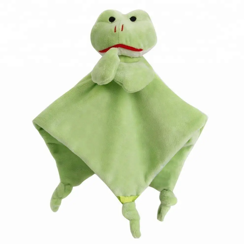 High Quality Cute Frog Plush Doudou Soothing Towel Sleeping Blanket Toy Baby Comforter Toy