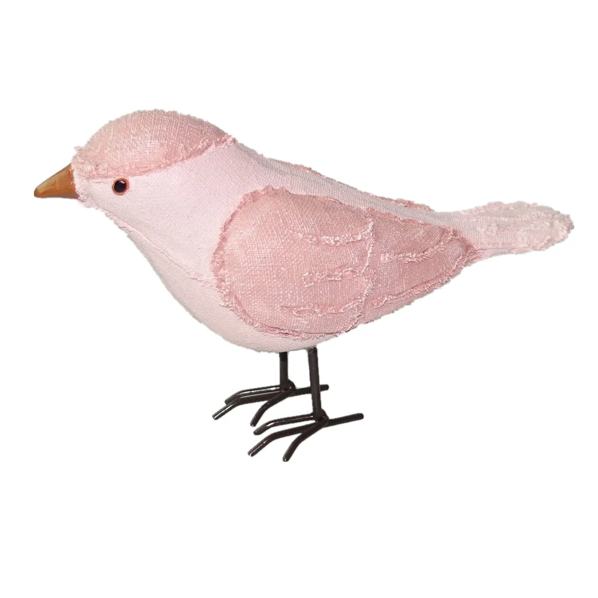 Статуэтка птицы из смолы с эффектом ткани 6,5 дюйма, льняная скульптура с металлическими ножками