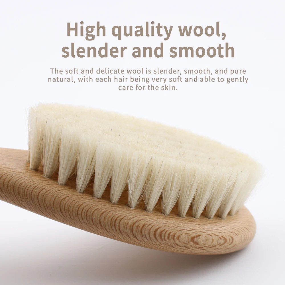 Infant Wooden Hair Brush Set Natural Soft Goat Bristle with Comfort Beech Handle For Newborns Toddlers Hair Care Baby Hairbrush