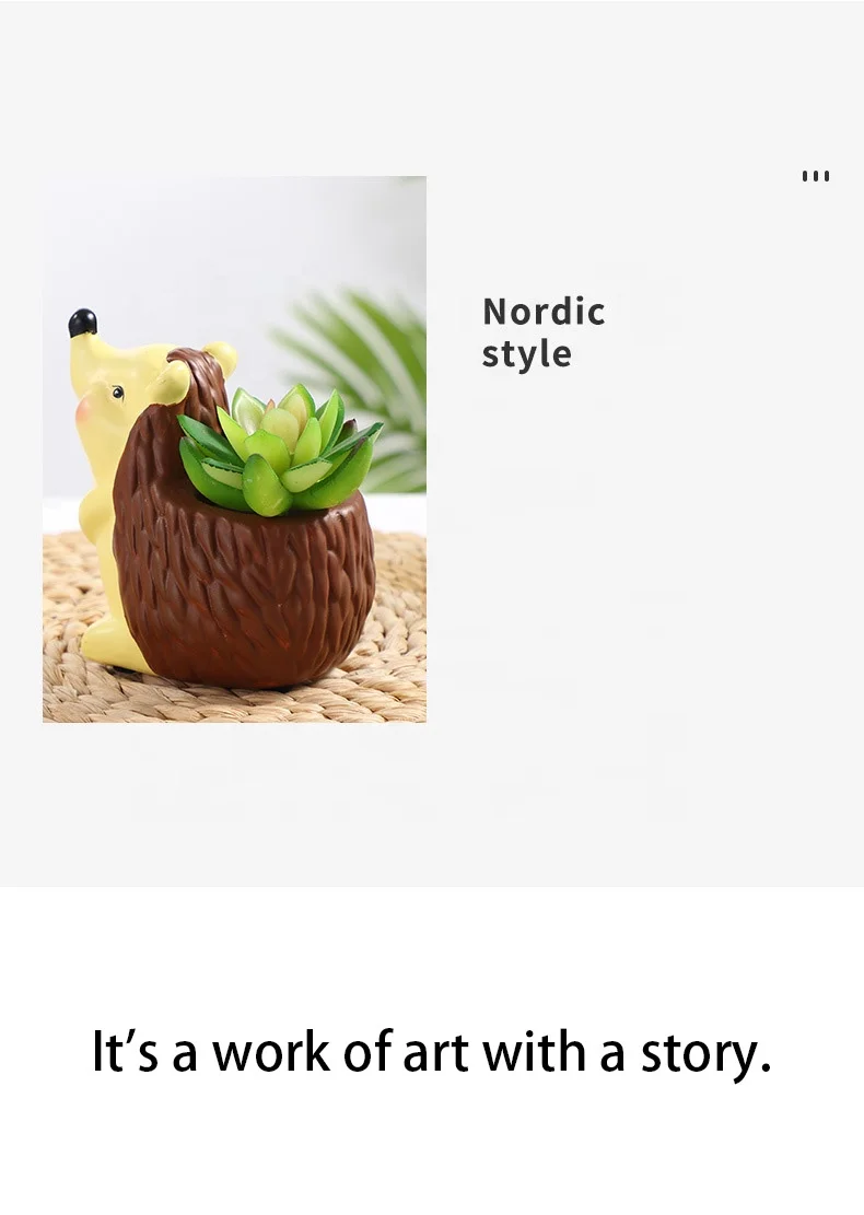 Cross-border resin crafts Halloween new cartoon hedgehog flower pots succulent home furnishings custom desktop furnishings