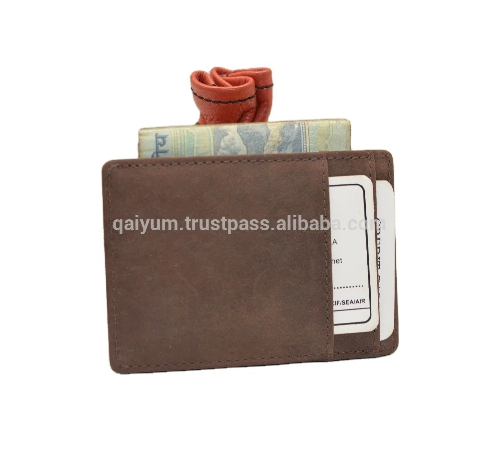 Credit Card Holder RFID Blocking Slim Wallet Genuine Leather Vintage Crazy Horse Rfid Card Holder Accept Customized Logo Brown