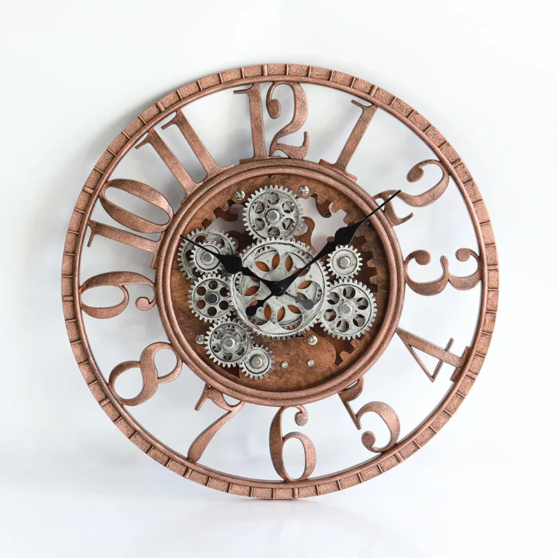 2020  new design old vintage style antique big plastic mechanical moving gear wall clock