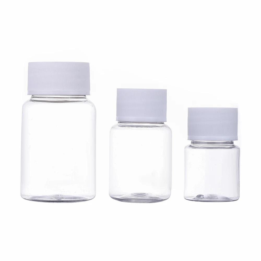 Free sample 30ml 60ml 80ml clear plastic medicine pill bottle container solid powder medicine chemical bottles