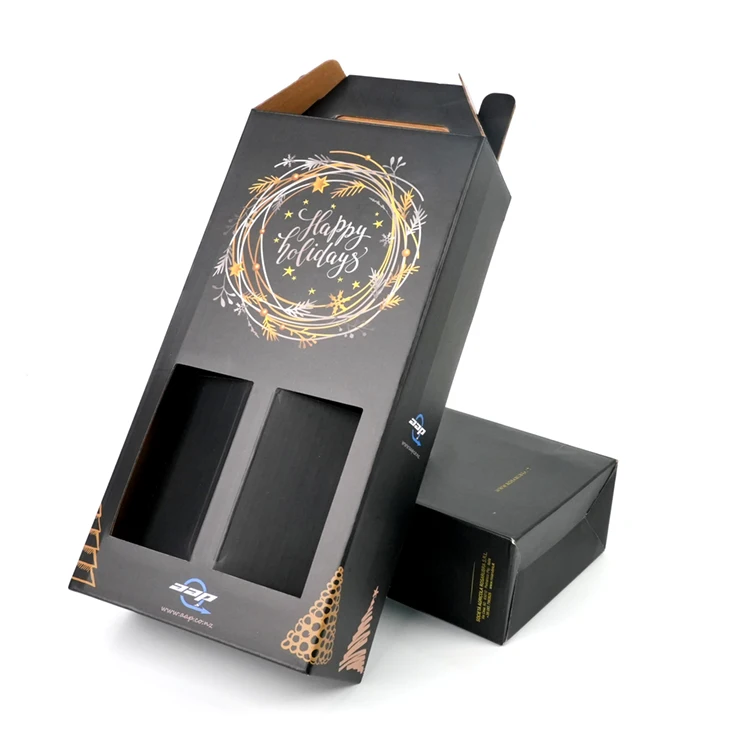 Custom Corrugated Wine Box with Handle Handled Whisky Beverage Gift Boxes Vodka & Champagne Packaging Boxes