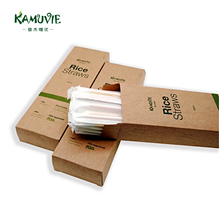 Биоразлагаемые одноразовые питьевые пищевые соломинки для риса Kamuvie а 6 мм * 200 мм с индивидуальной упаковкой