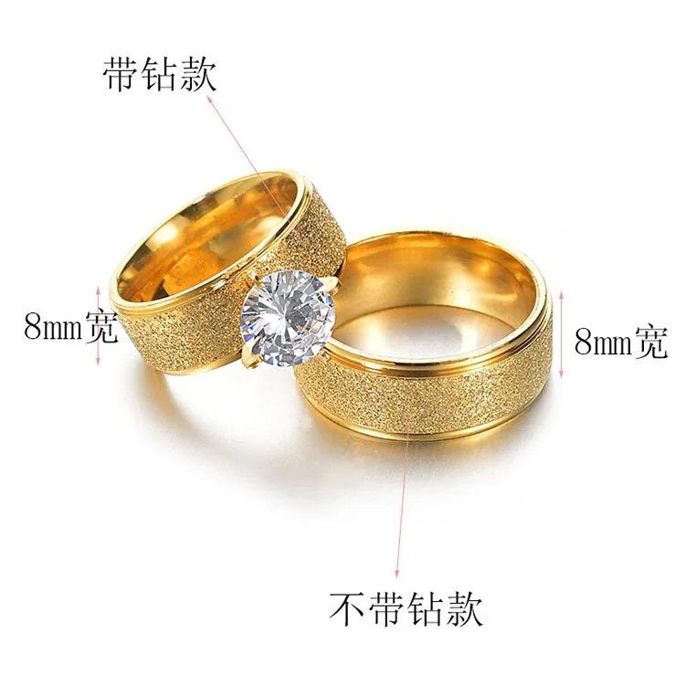 Fashion Rings Couple Set Jewelry Stainless Steel Saudi Arabia dubai Gold Wedding Rings