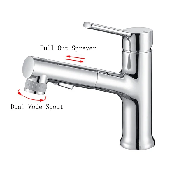 Factory Price Zinc Alloy Bathroom Basin Faucet Pull Out Hot Cold Mixer Water Tap Multifunction Bathroom Faucet