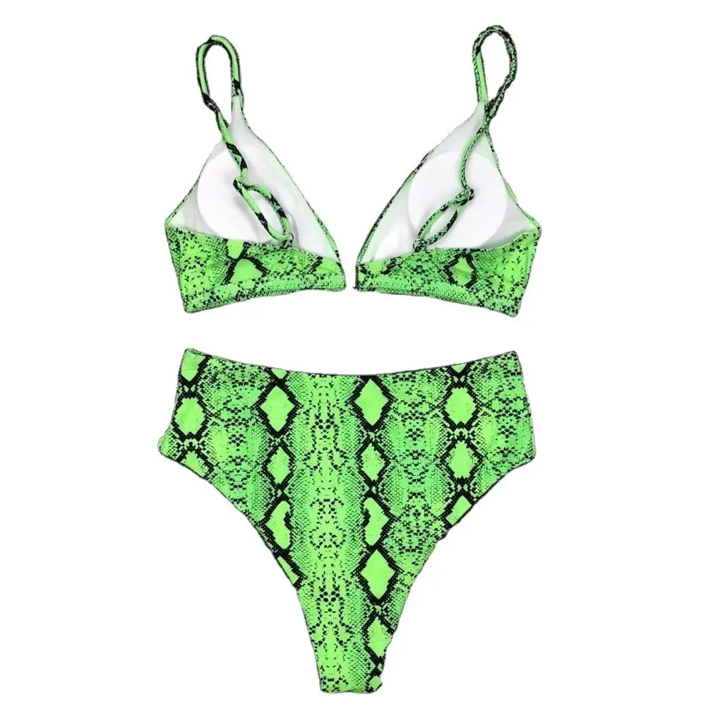 Wholesale High Waist Ladies Swimwear Bandage Bikini Womens Bathing Suit New Snakeskin Print Swimsuit Bikini Set