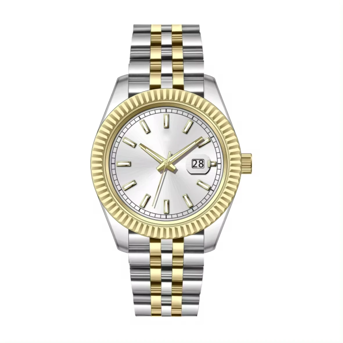 Luxury 3 ATM Waterproof Japanese Movement Stainless Steel Quartz Wrist Watch With Date Display