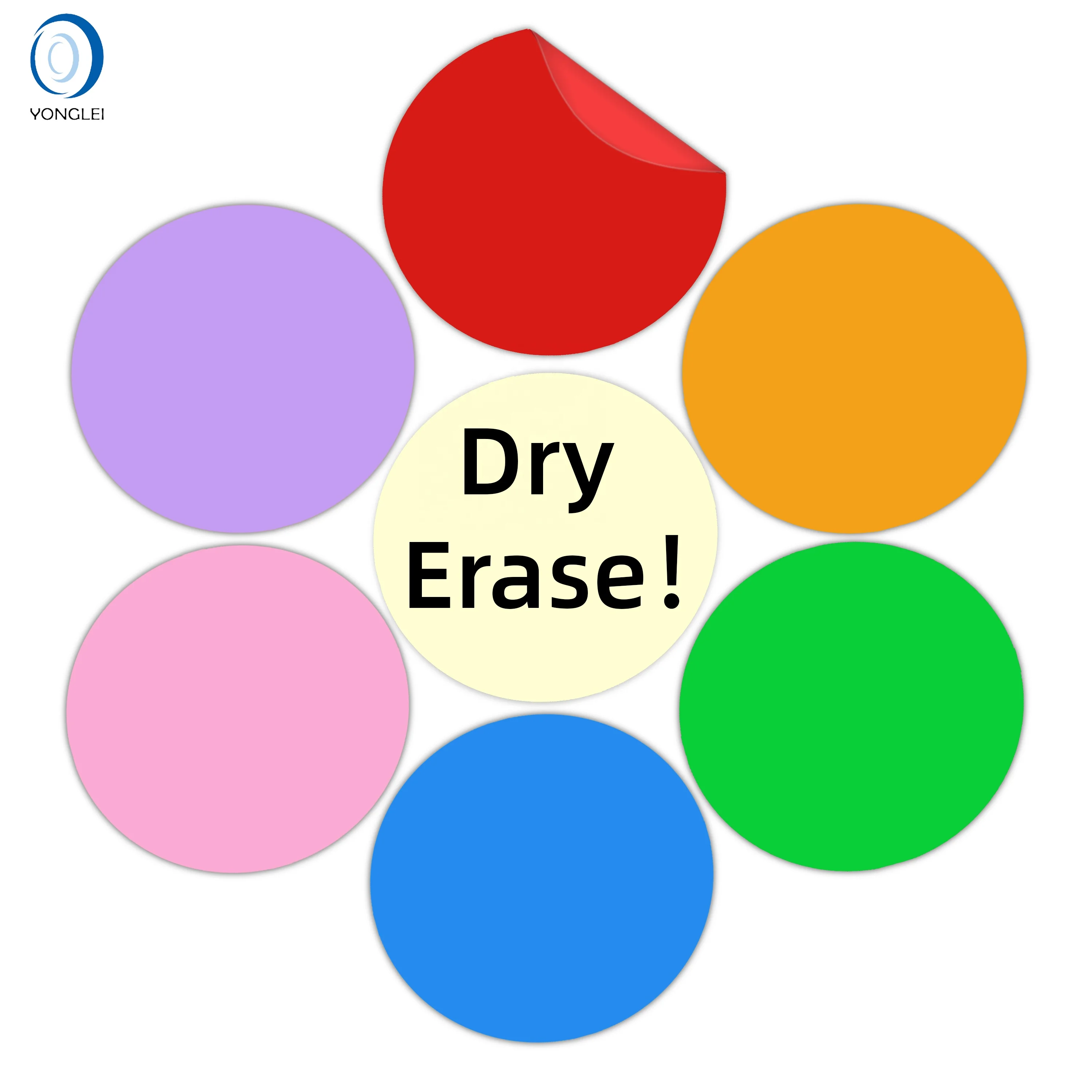 
DS1.1-3A2 Dry erase table top writing board dry erase circle removable dry erase sticker 