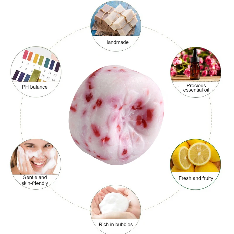 Amino acid grinding soap, whitening and removing freckles on the skin, pearl rose soap