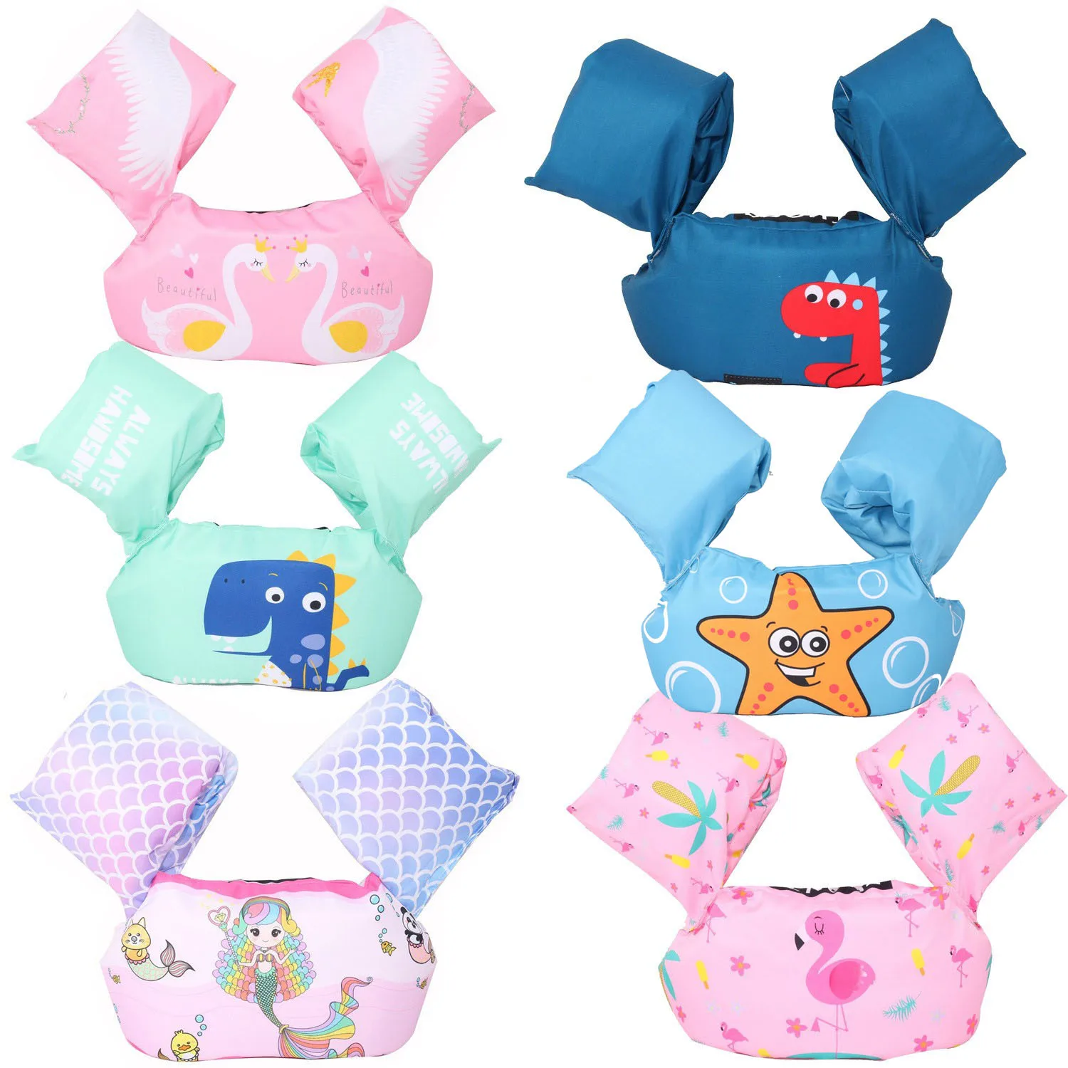 Custom Children Life Jacket Swim Foam Buoyancy Circle Cartoon Print 2-6 Years Boys Girls Kids Foam Floats Vests