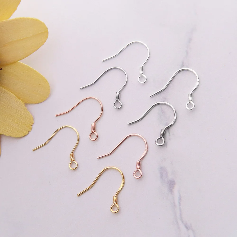 Diy women jewelry making earring accessories 925 Solid Real S925 Sterling Silver DIY Earrings Ear Hooks for DIY