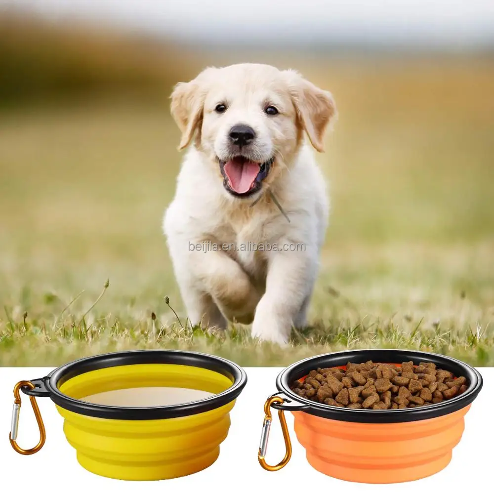 
Amazon Top Seller Custom Logo Foldable Silicone Pet Water Bowl Collapsible Travel Dog Bowl 