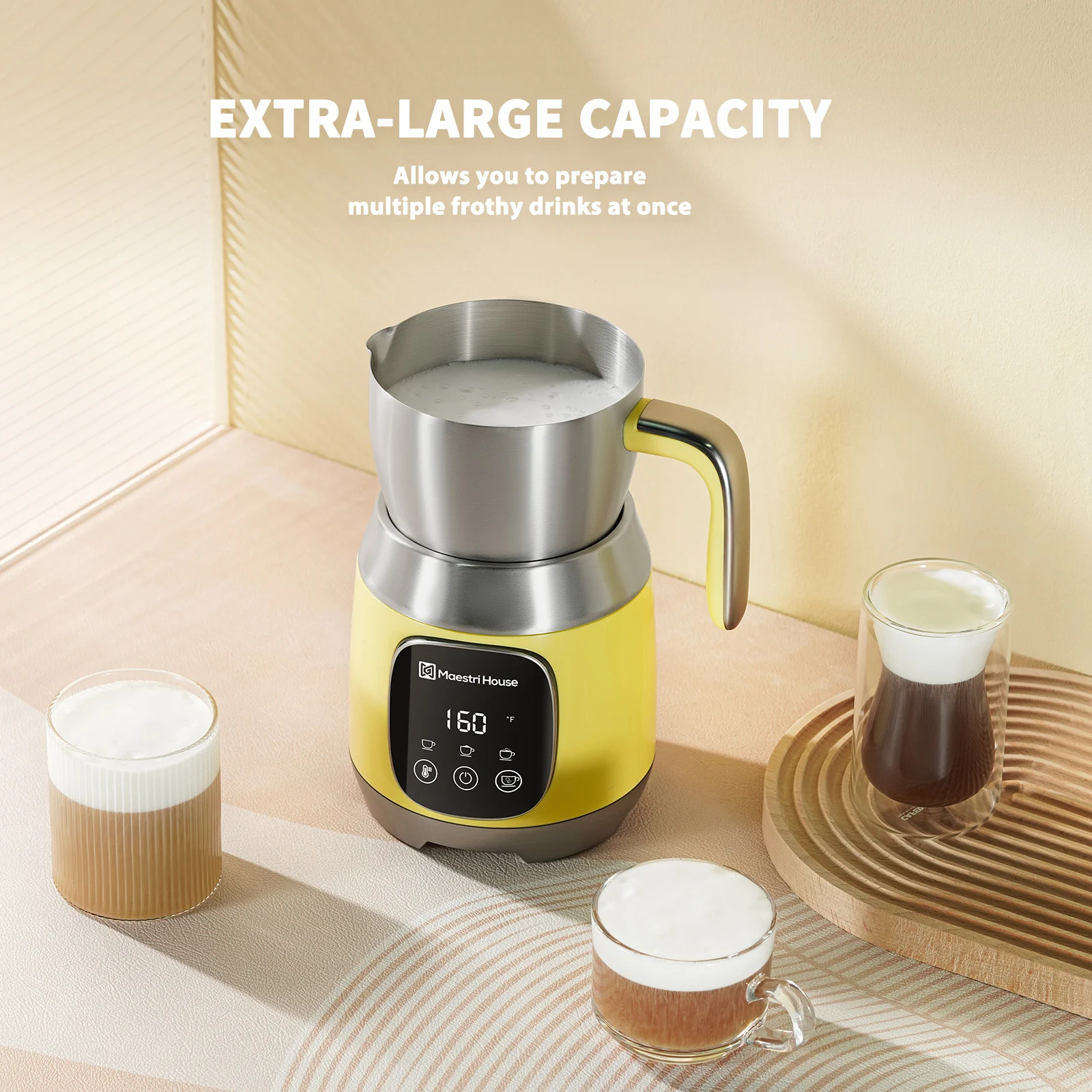 Maestri House MMF-9304 Hot Chocolate Heater Machine Rechargeable Travel Electric Coffee Kettle Buy Yellow Detachable Milk Frothe