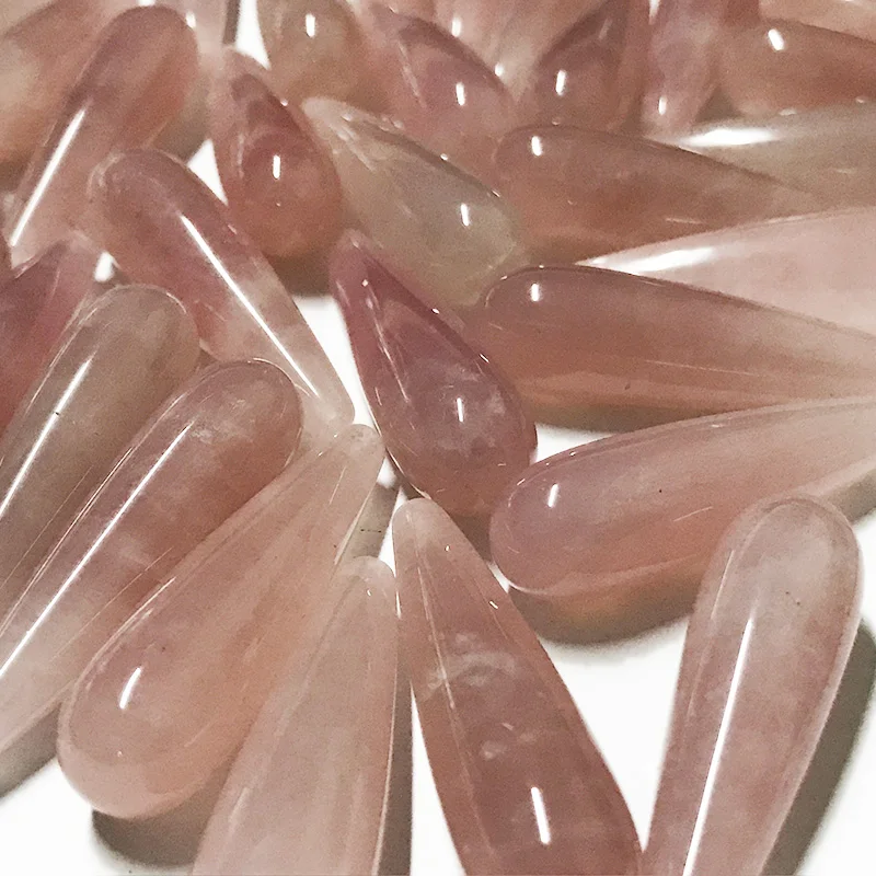 Natural rose quartz drops,pink gemstone teardrops for earrings