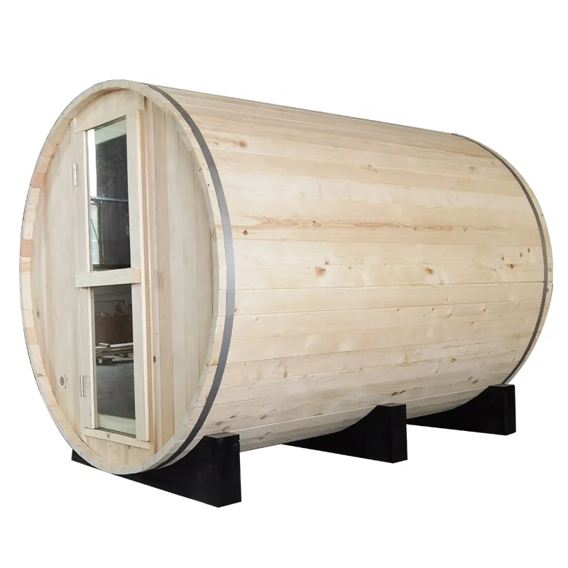 2024 hot selling hemlock / cedar outdoor steam barrel sauna room traditional sauna with heater accessories 4-5 people