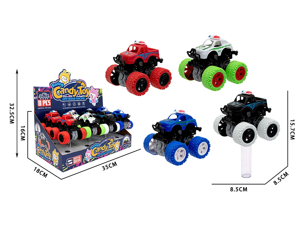 2024 Novelty Four-wheel Drive off-road police car candy toys inertia police Car Toy candy toy