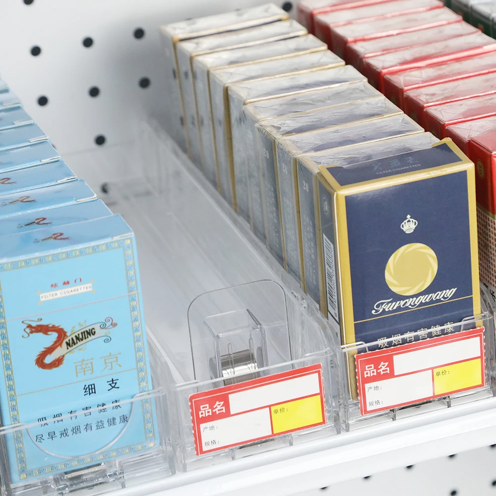 HUIYE Tobacco Pack Pusher Shelf Display Clip Strip Supermarket Smoke Spring Loaded  Cigarette Pusher