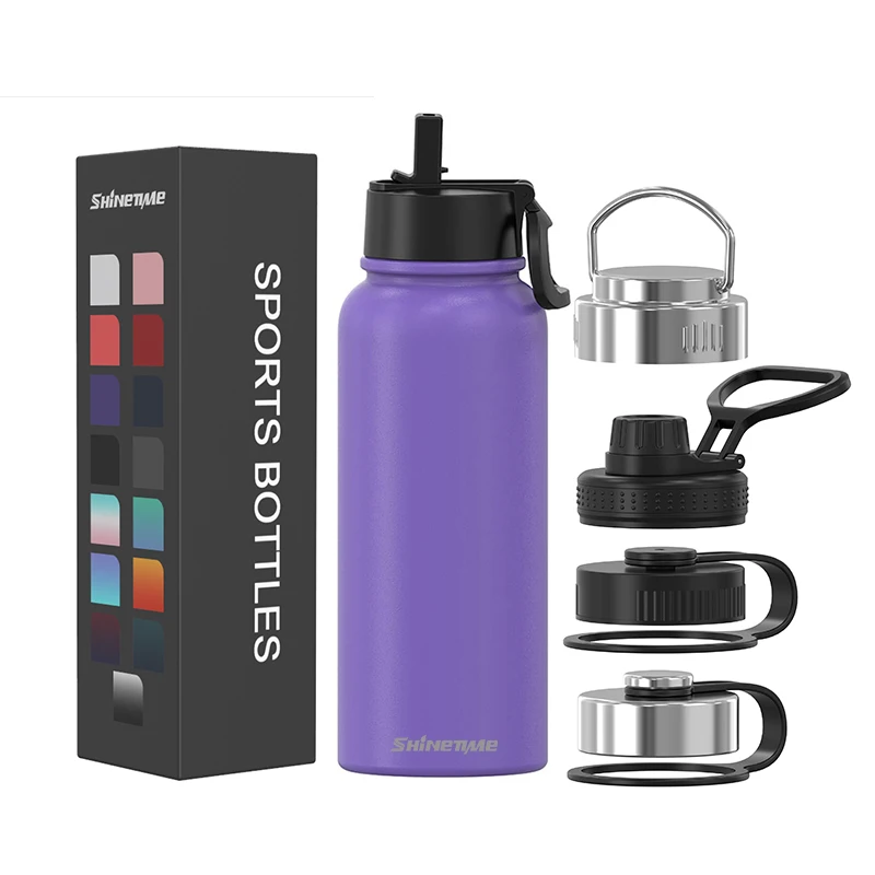 Fashion Classic solid color Double Wall Insulated Stainless Steel Vacuum Flask Wide Mouth Frosted Water Bottle