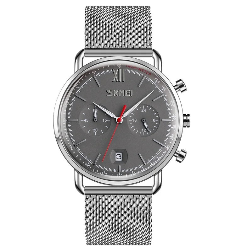 Skmei 9206 silver watches metal watch strap man watches 2020