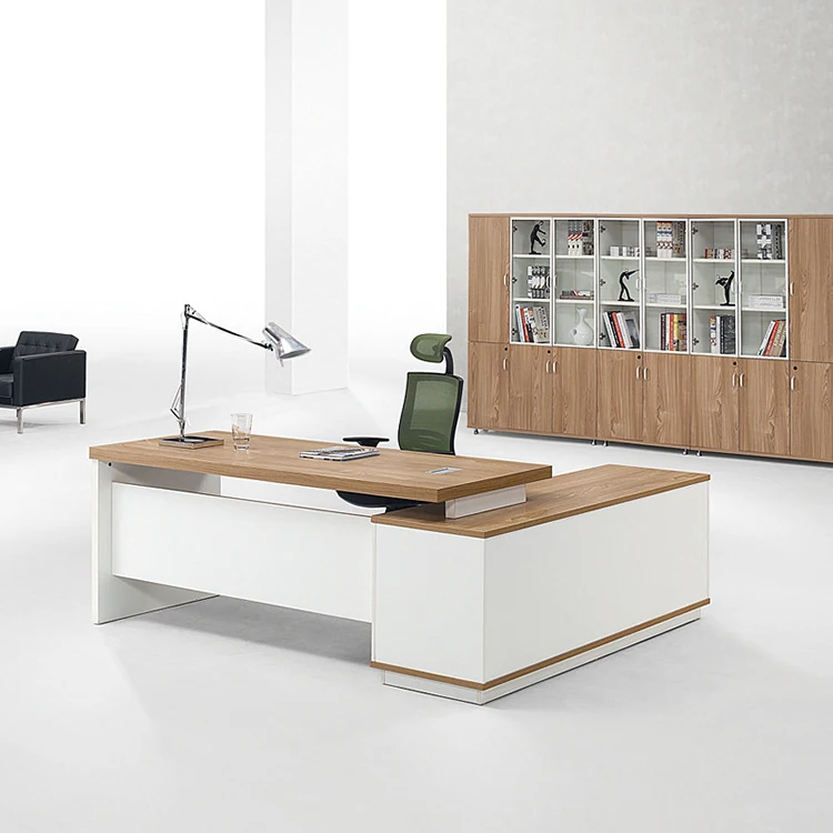 Director Office Executive Furniture CEO MDF Office Desk  L Shaped Desk Set With Hutch
