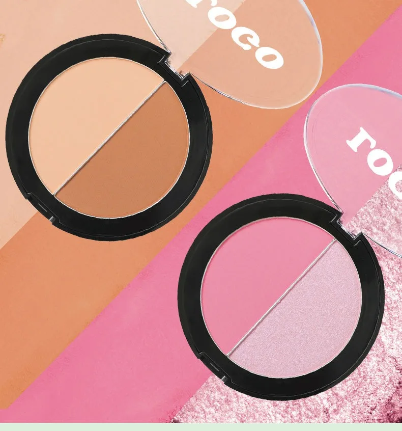 DIY High quality 2 in 1 blush vegan makeup light pink compact powder blush private label palette high pigment cheek blush