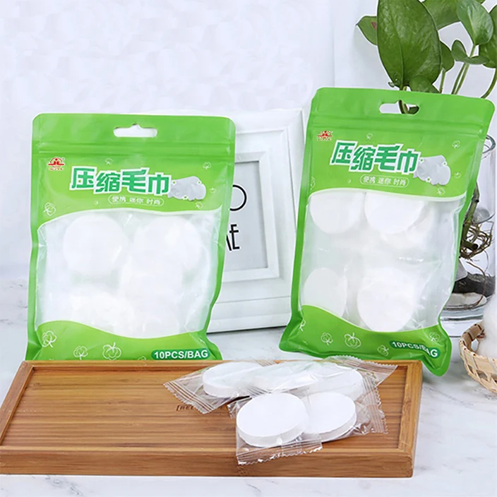 10 pieces eco-friendly travel portable expandable beach towel magic tissue disposable mini cleaner dry compressed towel