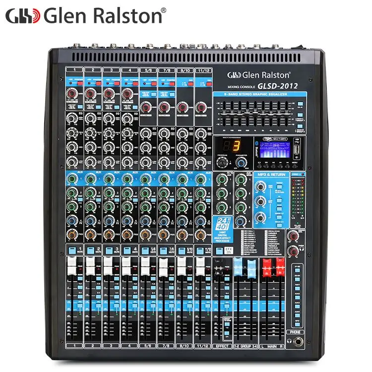 Glen Ralston 12-канальный профессиональный стерео звук KTV домашний караоке звуковая система аудио dj микшер консоль по низкой цене и USB