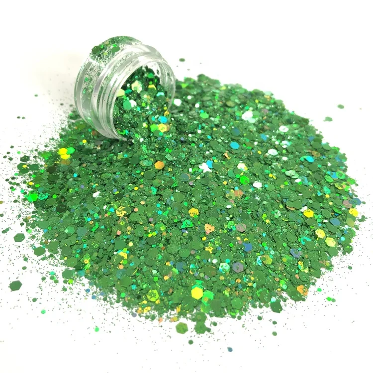 Bulk Wholesale  Eco-friendly Resistant Solvent Holographic Black Chunky Glitter