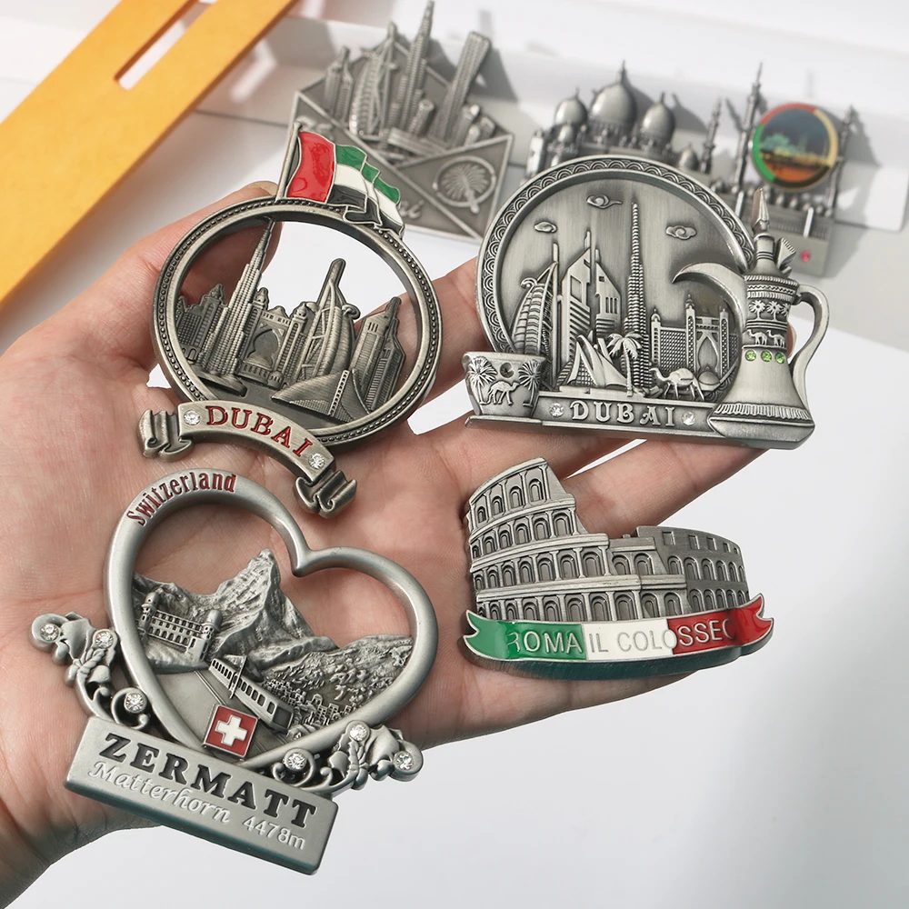 Zinc Alloy Custom Wholesale Tourism Gift Souvenirs Eiffel Tower Metal Zinc Alloy Magnets Fridge Tourist Souvenir