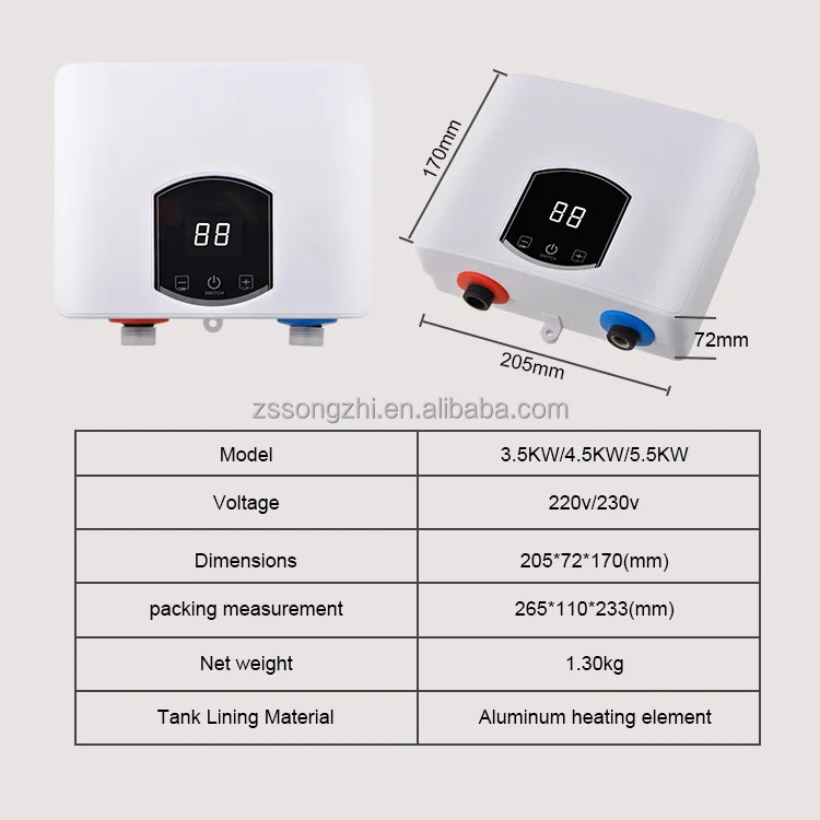 Bathroom Induction Electric Instant Water Heater Ce China Low Price 5.5kw 1 Piece Touch Button Wall Mounted IPX4