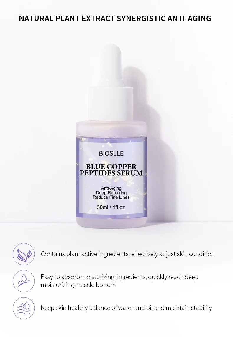 BIOSLLE Factory Direct Sell Repair Sensitive Skin Care Serum Blue Copper Peptide Freeze-dried Powder Serum
