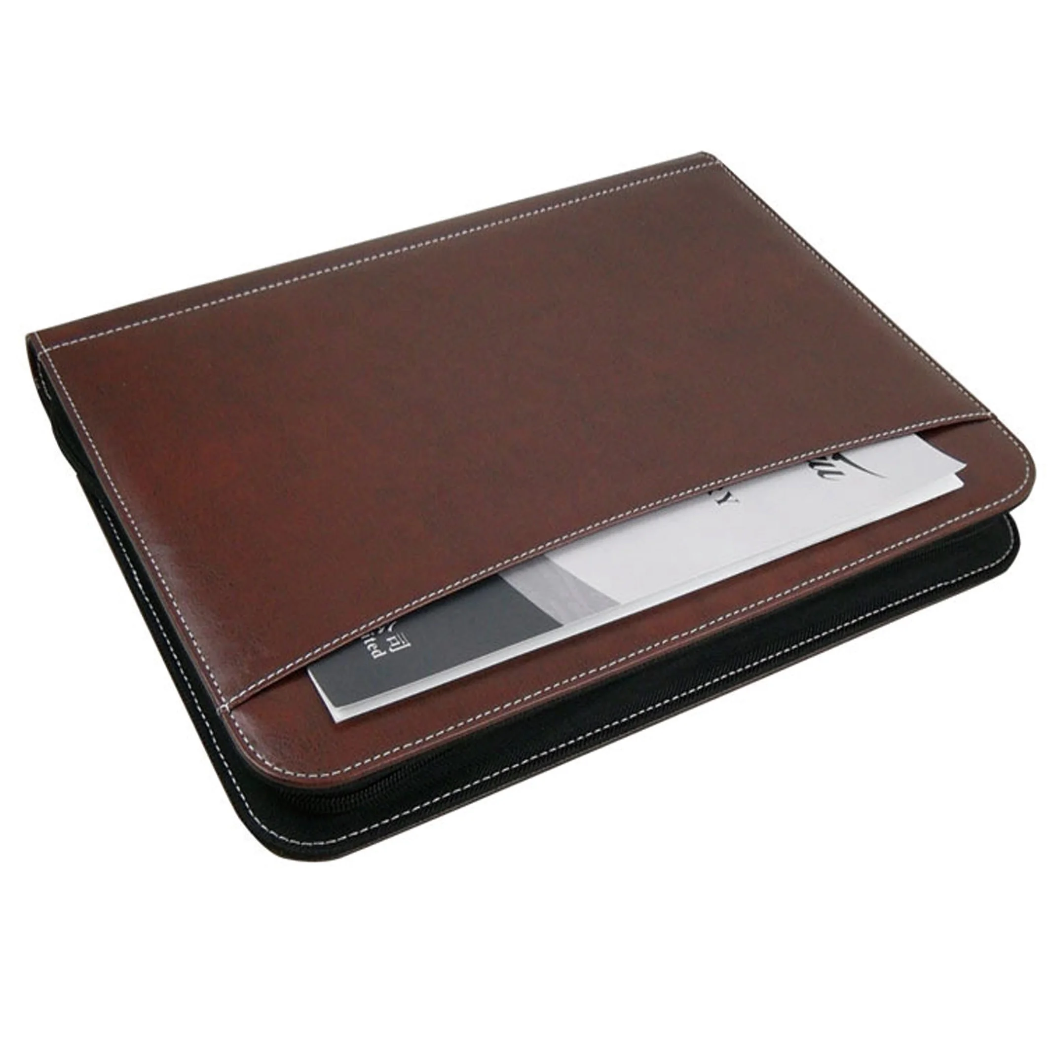 
Customized A4 Size Zip Expanding Leather Portfolio File Folder 